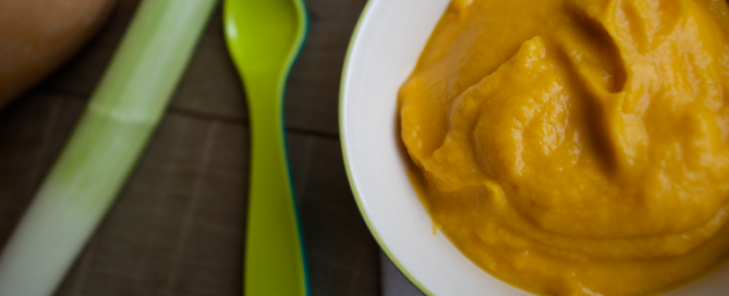 Steamed Leek and butternut squash puree