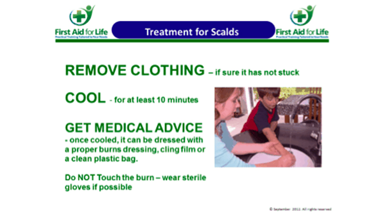 Treatment for scalds - first aid